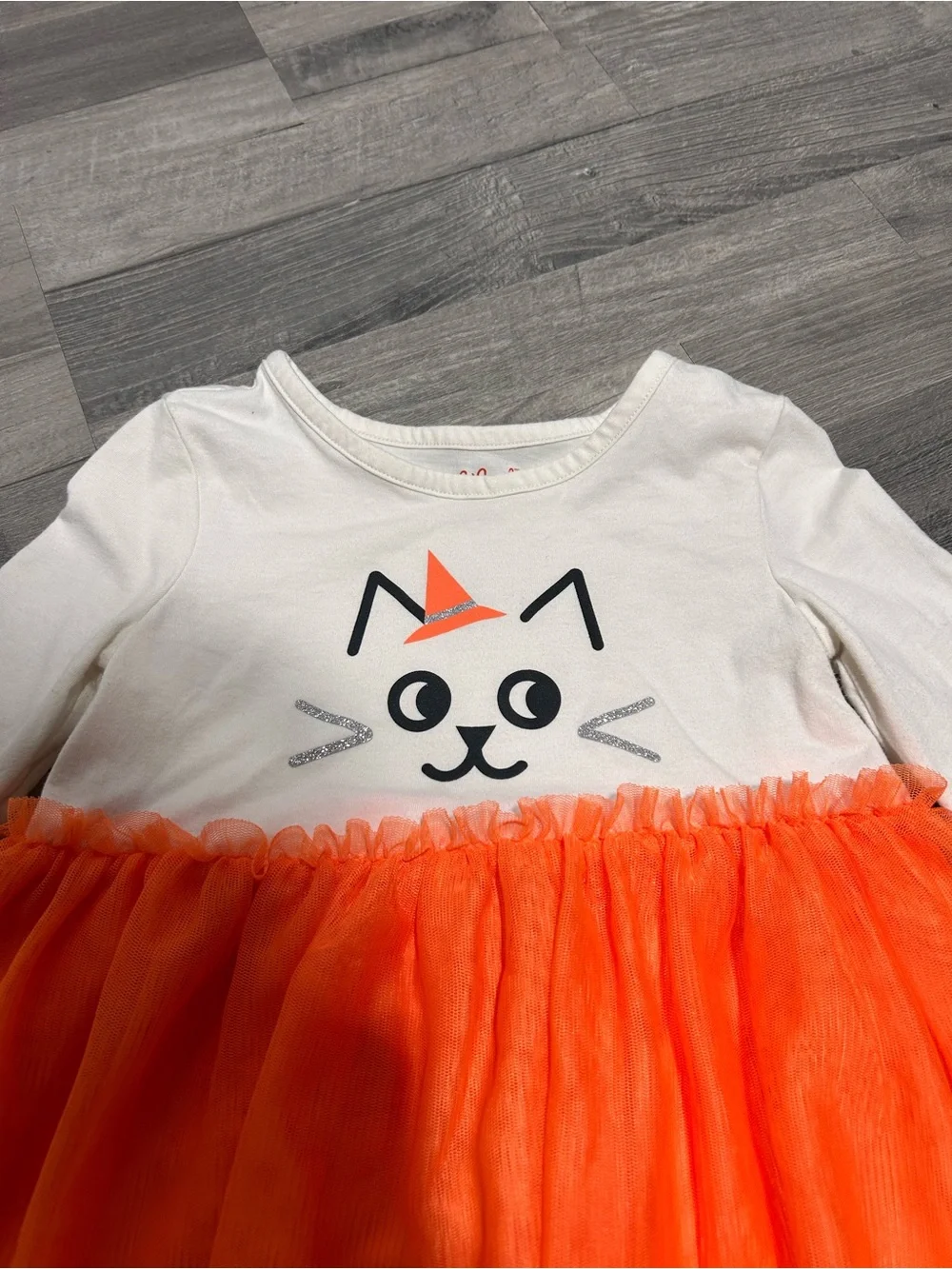 Cat & Jack Halloween Witch Cat Long Sleeve Tulle Top 5T